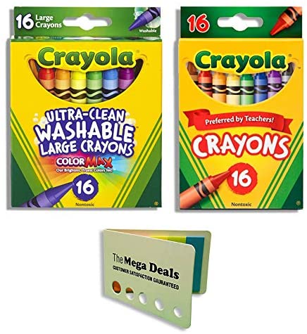 Crayola Large Washable Crayons 16 CT. | Classic Color Crayons 16 CT. | Includes Flag Set