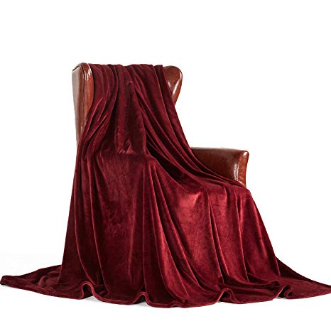 MERRYLIFE Decorative Throw Blanket Ultra-Plush Comfort | Soft, Colorful, Oversized | Home, Couch, Outdoor, Travel Use | Large Size (90" 102", Burgundy)