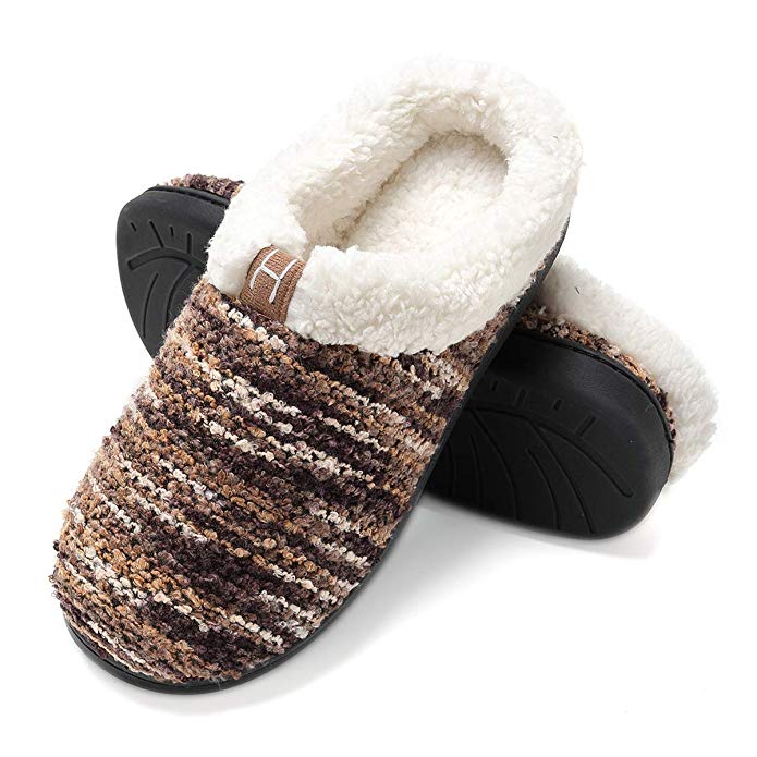 Women's House Slippers Warm Fleece Home Shoes Wool-Like Plush Sandals Anti Slip on Comfort Memory Foam Breathable Indoor Outdoor Mules Winter,4 Colors