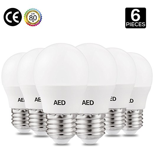 AED Lighting 3W LED Bulbs, 25W Incandescent Bulb Equivalent, Not Dimmable 250lm Warm White 2700K, G14 E26 Base LED Light Bulbs, 6-Pack