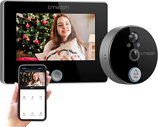 TMEZON- Tmezon Peephole Camera WiFi Door Peephole Viewer Video Doorbell Camera with Monitor 4.3 Inch LCD Screen Motion Detection 720P Peephole Cam