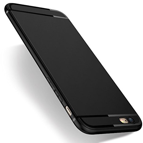 iPhone 6s Plus Case, iPhone 6 Plus Case, Pomufa Ultra Slim Premium Flexible TPU Back Plate Full Protective Anti-Scratch Cover Case for Apple iPhone 6s Plus / iPhone 6 Plus-Black
