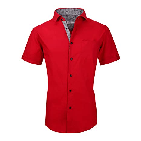 Alex Vando Mens Dress Shirts Casual Regular Fit Short Sleeve Shirts