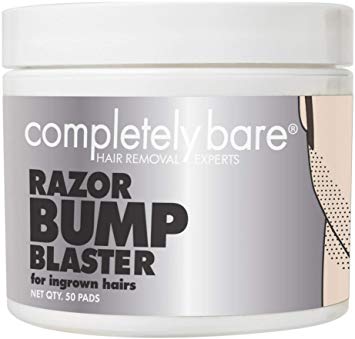 Completely Bare razor bump BLASTER Ingrown Hair & Razor Bump Eliminator for Men - Helps Exfoliate & Smoothen Irritated Skin Caused by Shaving, Waxing & Depilatory Creams, 50 ea