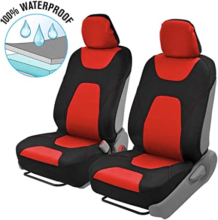 Motor Trend AquaShield Car Seat Covers, Front – 3 Layer Waterproof Neoprene Material with Modern Sideless Design, Universal Fit for Auto Truck Van SUV