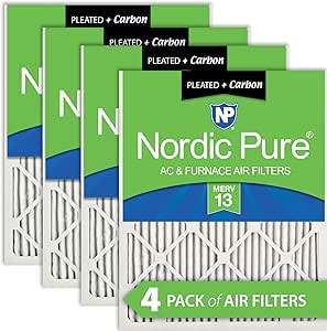 Nordic Pure 12x24x1 (11_1/2 x 23_1/2 x 3/4) Pleated Air Filters MERV 13 Plus Carbon 4 Pack