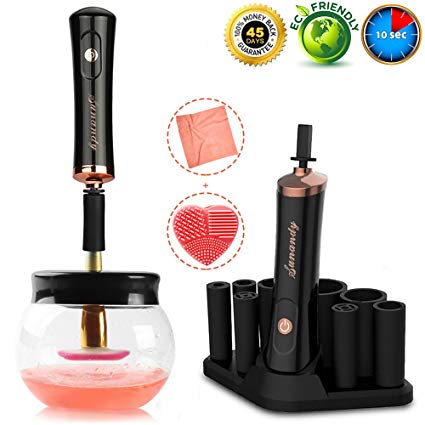 Makeup Brush Cleaner,Electric Brush Cleaner Machine Auto Brush Cleaner Set Portable Professional Brush Cleaner Dryer Cosmetic Brush Cleaning Tool Fast Clean & Dry Makeup Brushes in Seconds (Black)