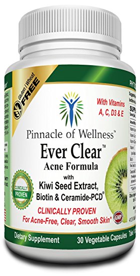 Pinnacle of Wellness Ever Clear Acne Formula with Natural Acne Remedy eBook, 30 Pills