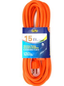 Luxrite Lr61215 Heavy Duty Indooroutdoor 14 AWG 15-feet Extension Cord for General and Larger Purposes Color Orange ETL Approved