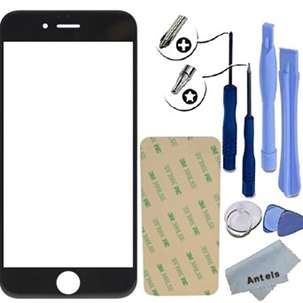 Antels Front Outer Glass Lens Screen Replacement For Apple iPhone 5 / 5S  Tools Kit   Adhesive Tape   Cloth   FREE TEMPERED GLASS (Black)