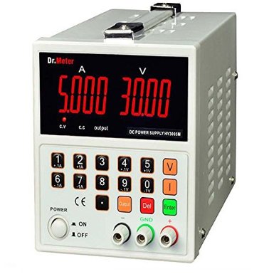 [Super Precise Digital] Dr.Meter® HY3005M-S Variable 0-30V, 0-5A Regulated Switching DC Power Supply Input Voltage 104-127V with Banana to Alligator Cable
