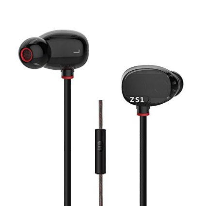 KZ ZS1 IEM Sports Headphones with Dual Drivers, Extra Bass and Wide Sound Field, Mic Edition