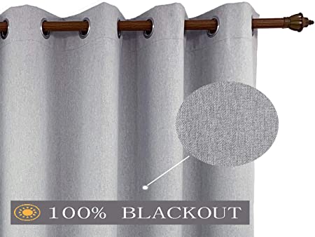 BERYHOME Room Darkening Grommet Curtains - Curtains Blackout 2 Panels for Living Room, Bedroom, Office, Glass Door, Decor 52 x 90 Inches, Backside White Coated, Dove Grey