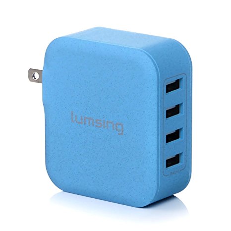 Syhonic 4-port USB Wall Charger Fast Travel Charging Hub Power Adapter for iPhone and Android (Blue)