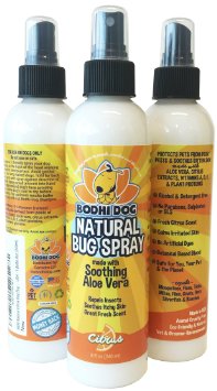 NEW Natural Citrus Dog Bug Repellent | DEET FREE Mosquito and Insect Spray | Soothing Aloe Vera Pet Formula | 100% Non-Toxic | Vet and Pet Approved Treatment - Made in USA - 1 Bottle 8oz (240ml)