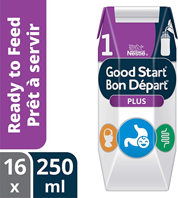 NESTLÉ GOOD START PLUS 1 Baby Formula, Ready-to-Feed, 0  months, 250 ml, 16 Pack - PACKAGING MAY VARY