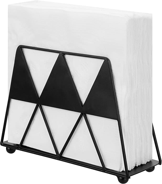 Modern Geometric Triangle Metal Tabletop Napkin Holder, Black