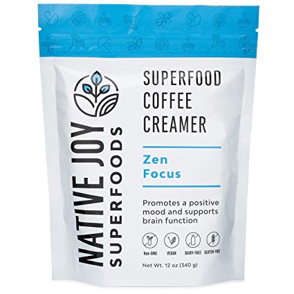 Native Joy Superfoods - Zen Focus Coffee Creamer - L-Theanine, Chaga Mushroom & MCT's | Non-Dairy | Gluten Free | Paleo | Vegan - Anxiety & Stress Relief