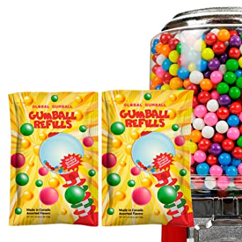 Global Gumball Bubble Gum Balls Refill for Gumball Machine 2 Packs - 0.5 inch 13 mm - Bulk Gum 2 lb 520pcs