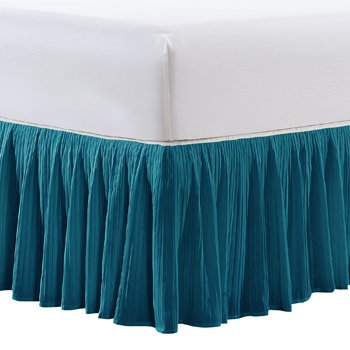 Serenta Microfiber Pleated Bedskirt 18" Drop in Length, Queen, Pagoda Blue
