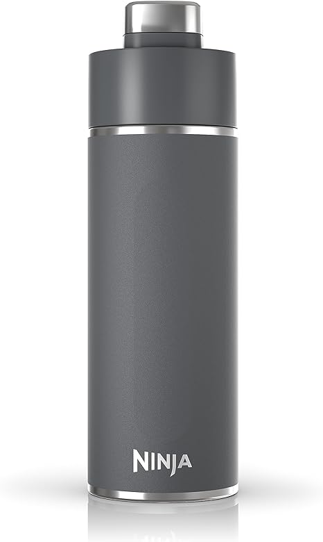 Ninja DW1801GY Thirsti 18oz Travel Water Bottle, For Carbonated Sparkling Drinks, Colder and Fizzier Longer, Stainless Steel, Leak Proof, 24 Hours Cold, Dishwasher Safe, Metal Insulated Tumbler, Gray