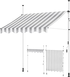 KESSER® Klemmmarkise mit Handkurbel Balkon, Balkonmarkise ohne Bohren, UV-beständig höhenverstellbar wasserabweisend, Sonnenschutz, Terrassenüberdachung, einfache Montage 300cm