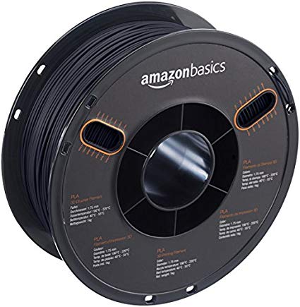 AmazonBasics PLA 3D Printer Filament, 1.75mm, Black, 1 kg Spool