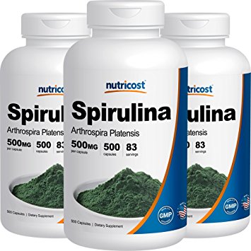 Nutricost Spirulina 500mg, 500 Caps (3 Bottles)