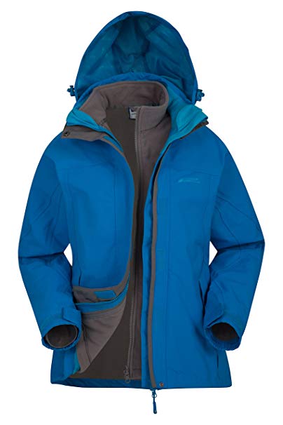 Mountain Warehouse Storm 3 in 1 Womens Waterproof Jacket - Multiple Pockets, Detachable Fleece Ladies Jacket, Rain Jacket - Ideal All Season Outer in Cold Weather