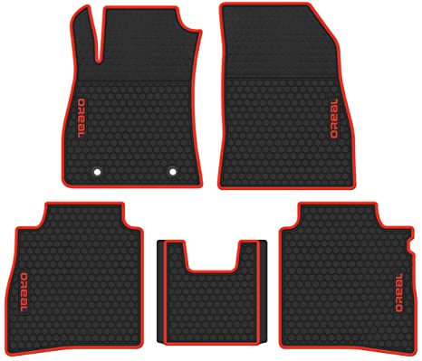 biosp Car Floor Mats Replacement for Nissan Sentra 2012-2019 Front and Rear Seat Heavy Duty Rubber Liner Black Red Vehicle Carpet Custom Fit-All Weather Guard Odorless