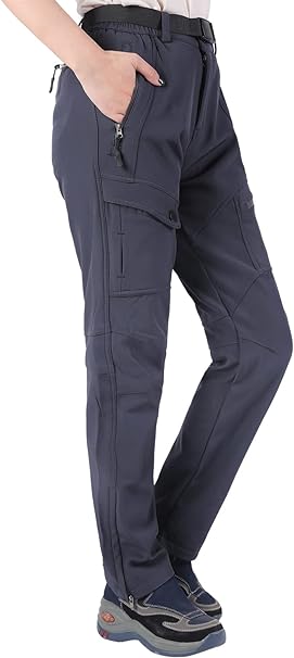 Women's Outdoor Fleece Lined Waterproof Windproof Ski Snow Hiking Pants