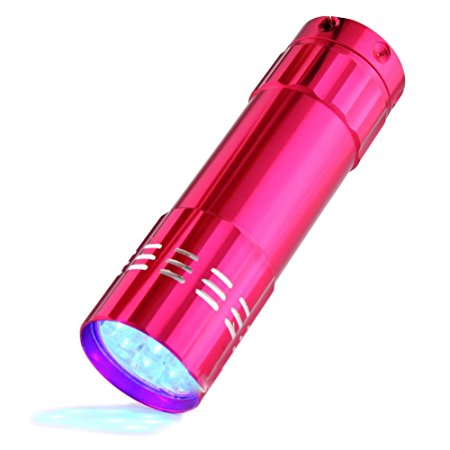 HSL UV Flashlight,HSL 12 LEDs Ultra Violet UV 395-400NM Flashlight Torch Lamp - Rose Red