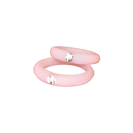 Women's Silicone Wedding Band with Rhinestone. Safe and Durable Silicone Wedding Ring for the Active Lifestyle. Set of 2 women's rings. (small and large size)