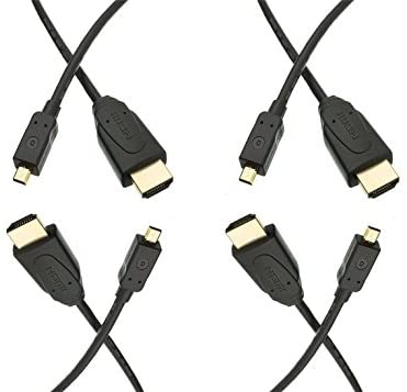 4 Pack Micro HDMI Cable, High Speed with Ethernet, HDMI Male to Micro HDMI Male (Type D) 6 Feet, CNE573694