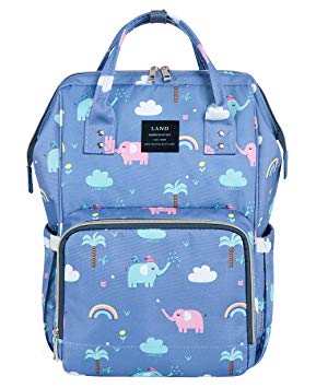 LAND Diaper Bag Backpack for Boys and Girls Maternity Nappy Bag for Mom and Dad (Blue)