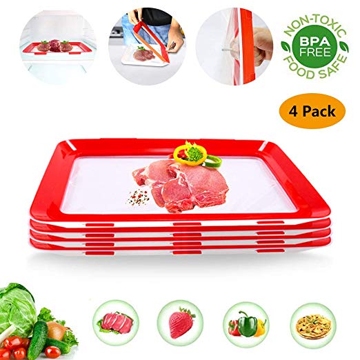 Food Preservations Tray Magic Elastic Fresh Tray Vacuum Food Preservations Tray Food Keep Fresh Tray Lid Healthy Seal Storage Container Set Kitchen Safe Multi-function Vacuum Creative Tools 2019 New