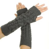 Eforcase Womens Crochet Long Fingerless Gloves with Thumb Hole
