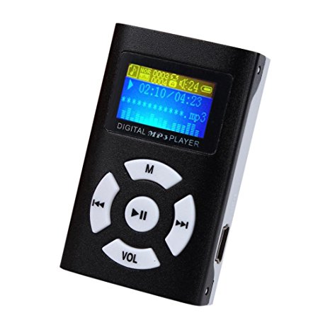 Mini Perman Portable USB 2.0 LCD Screen Metal MP3 Music Player Support 32GB Micro SD TF Card Black