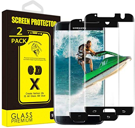 Yoyamo (2 Pack) Tempered Glass Nv11 Screen Protector for Samsung Galaxy S7 Edge, Case Friendly - Black