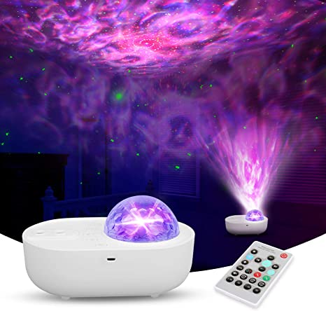 Night Light Projector - Starry Projector - Galaxy Projector with Led Nebula Cloud/Moving Ocean Wave - Star Projection Lamp with Bluetooth Speaker for Kids Adults Ceiling Party Game Home Decor