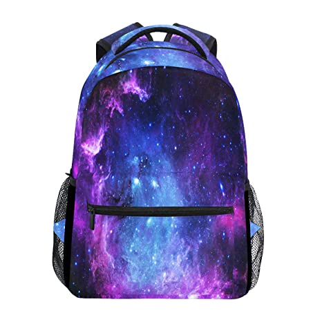 Purple and Blue Galaxy Laptop Backpack, Nebula Star Water Resistant College Students Bookbags Elementary School Bags Travel Computer Notebooks Daypack Bookbag for Men Women Kids Boys Girls