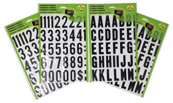 HY-KO Self-Adhesive 2” Black and White Vinyl Numbers (2-Pack) and Letters (2-Pack) Bundle