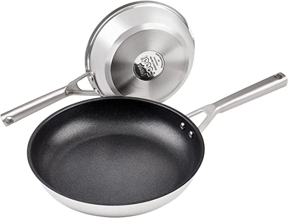 Ninja Foodi ZEROSTICK 2-Piece Frying Pan Set, 20cm/28cm, Stainless Steel, [C62000UK] Non-Stick, Induction Compatible