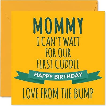 Stuff4 Fun Birthday Card for Mom - First Cuddle - Happy Birthday Cards for Mom from Bump, Cute Mother Birthday Gifts, 5.7 x 5.7 Inch Special Greeting Cards for Mama Mum Mam Mommy