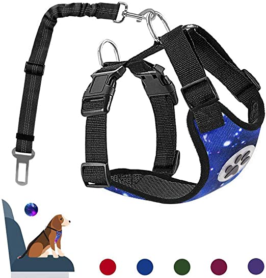 AUTOWT Dog Safety Vest Harness, Pet Car Harness Dog Safety Seatbelt Breathable Mesh Fabric Vest with Adjustable Strap for Travel and Daily Use in Vehicle for Dogs Puppy Cats