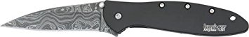 Kershaw Knives 1660DAMBK Assisted Opening Damascus Leek Linerlock Knife with Black Handles