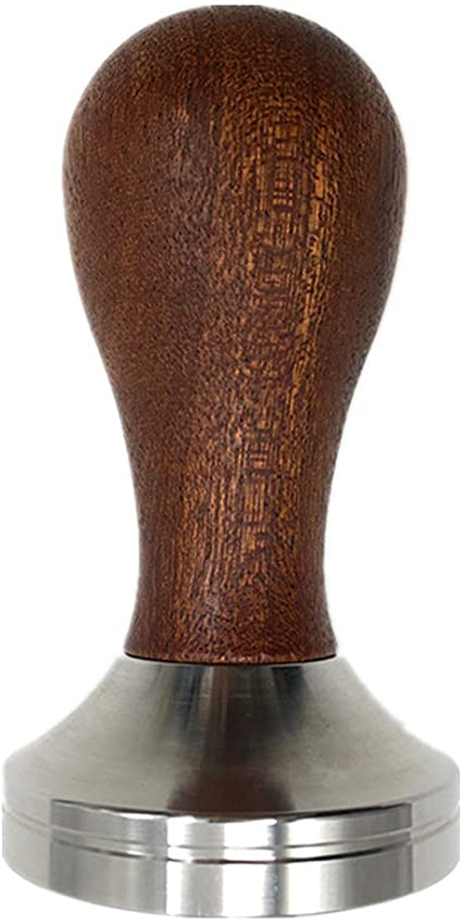 Coffee Tamper, 58mm Espresso Tamper, Espresso Press Tamper Tool Flat Stainless Steel Base with Wooden Handle