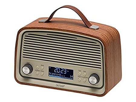Denver DAB-38 Dark Wood Retro DAB Radio with 2.4 Inch Display, DAB  and Clock / Alarm