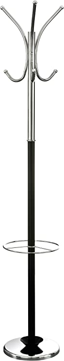 Premier Housewares Floor Standing Coat Stand with Umbrella Holder, 182 cm - Black/Chrome