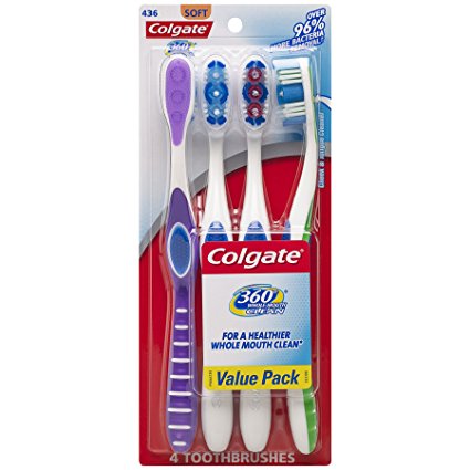 Colgate 360 Adult Full Head Soft Toothbrush, (4 Count)